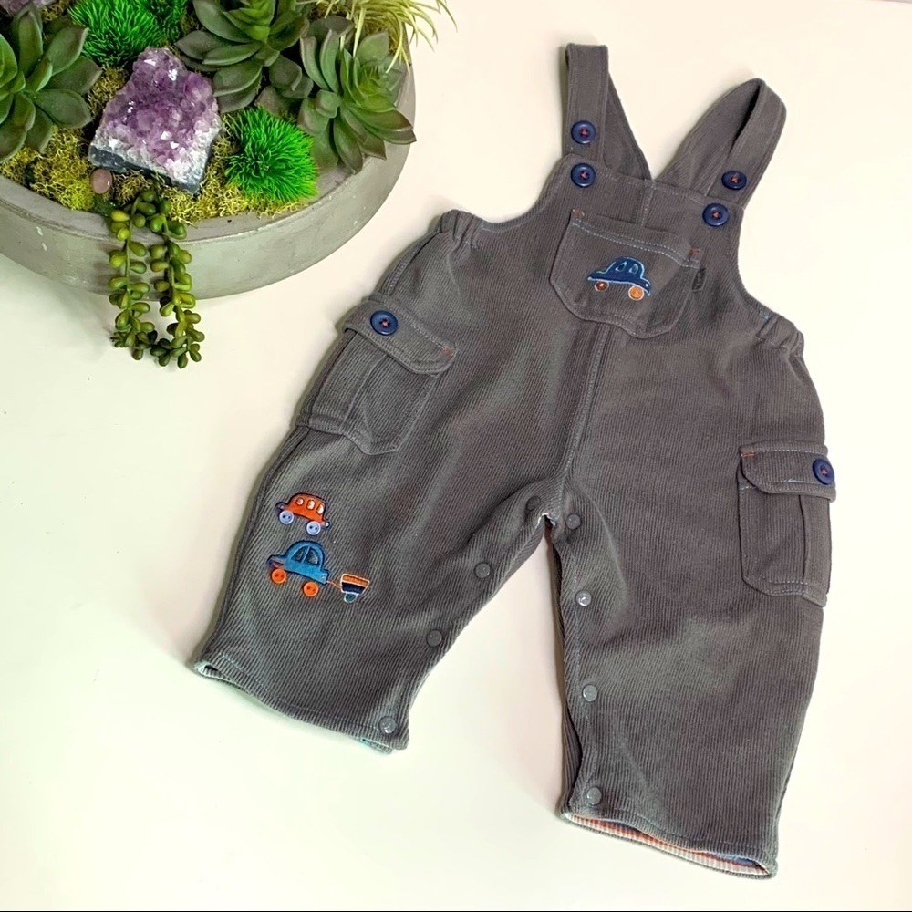 Pumpkin patch ribbed cotton knit overall grey cars unisex baby play clothes 12 m